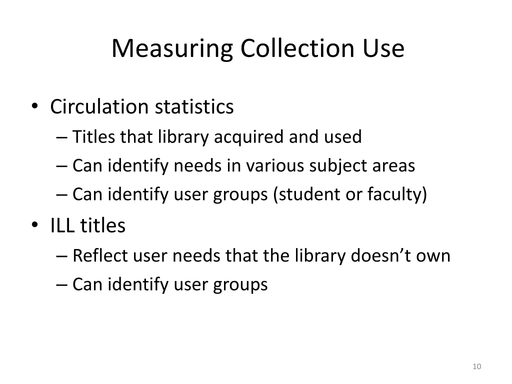 measuring collection use