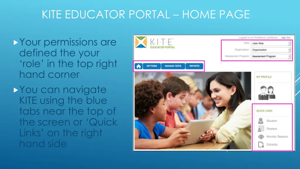 kite educator portal home page