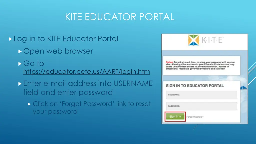 kite educator portal