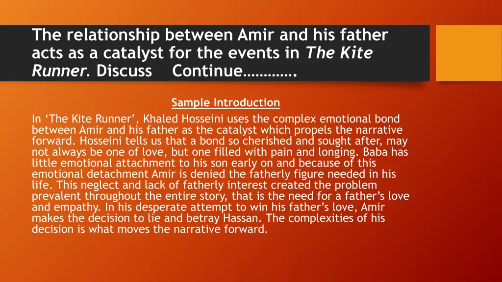 the relationship between amir and his father acts 1