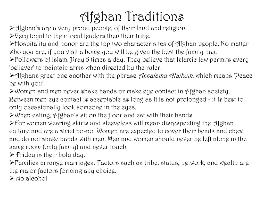 afghan traditions