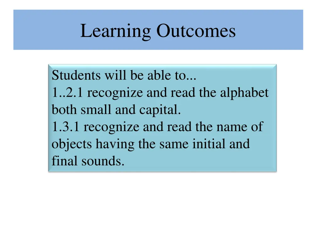 learning outcomes