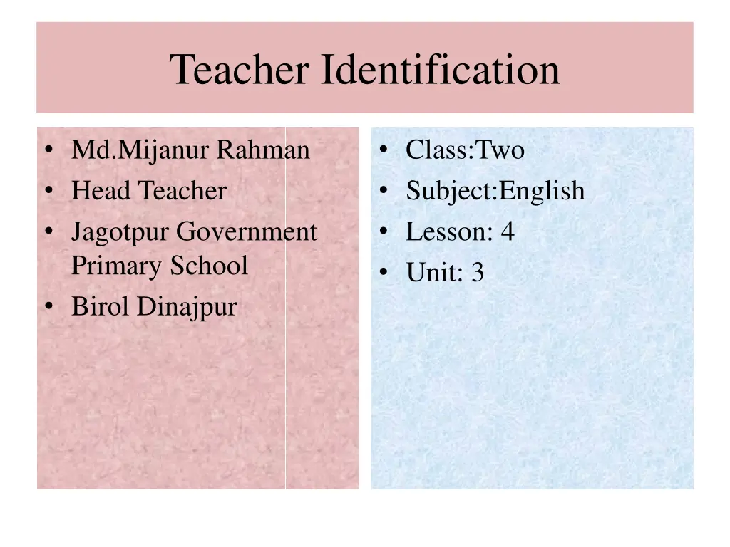 teacher identification