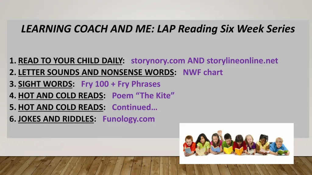 learning coach and me lap reading six week series