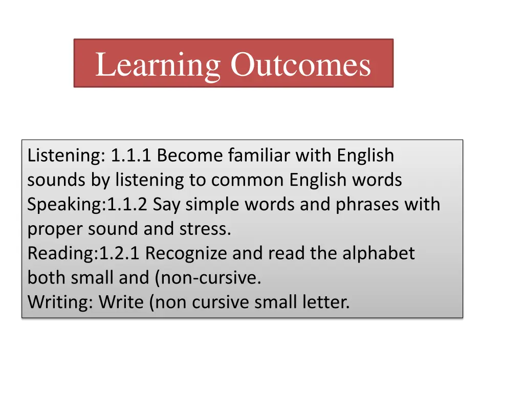 learning outcomes