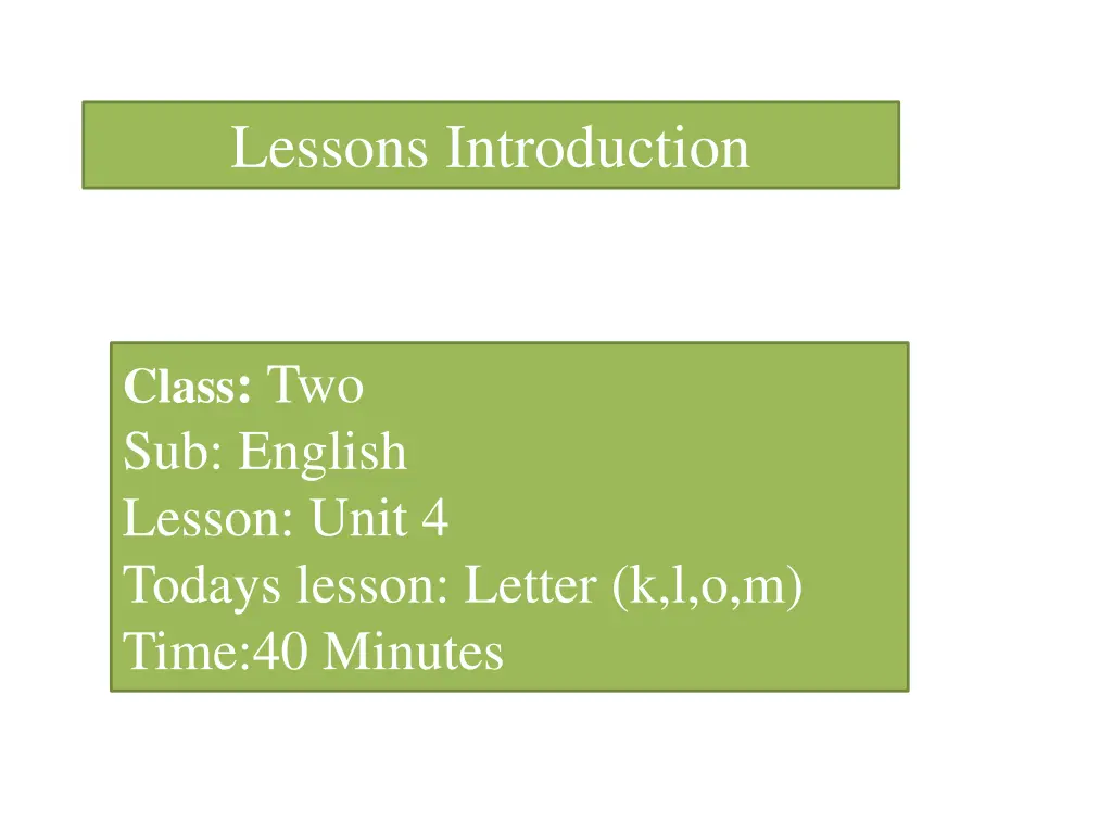 lessons introduction