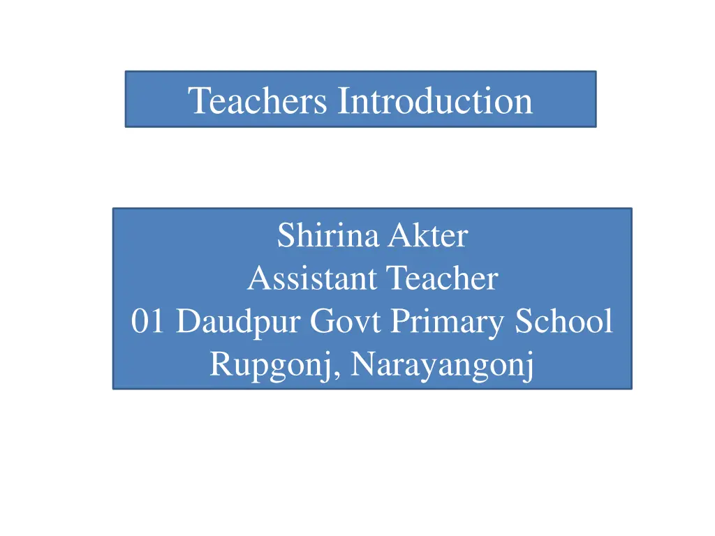 teachers introduction