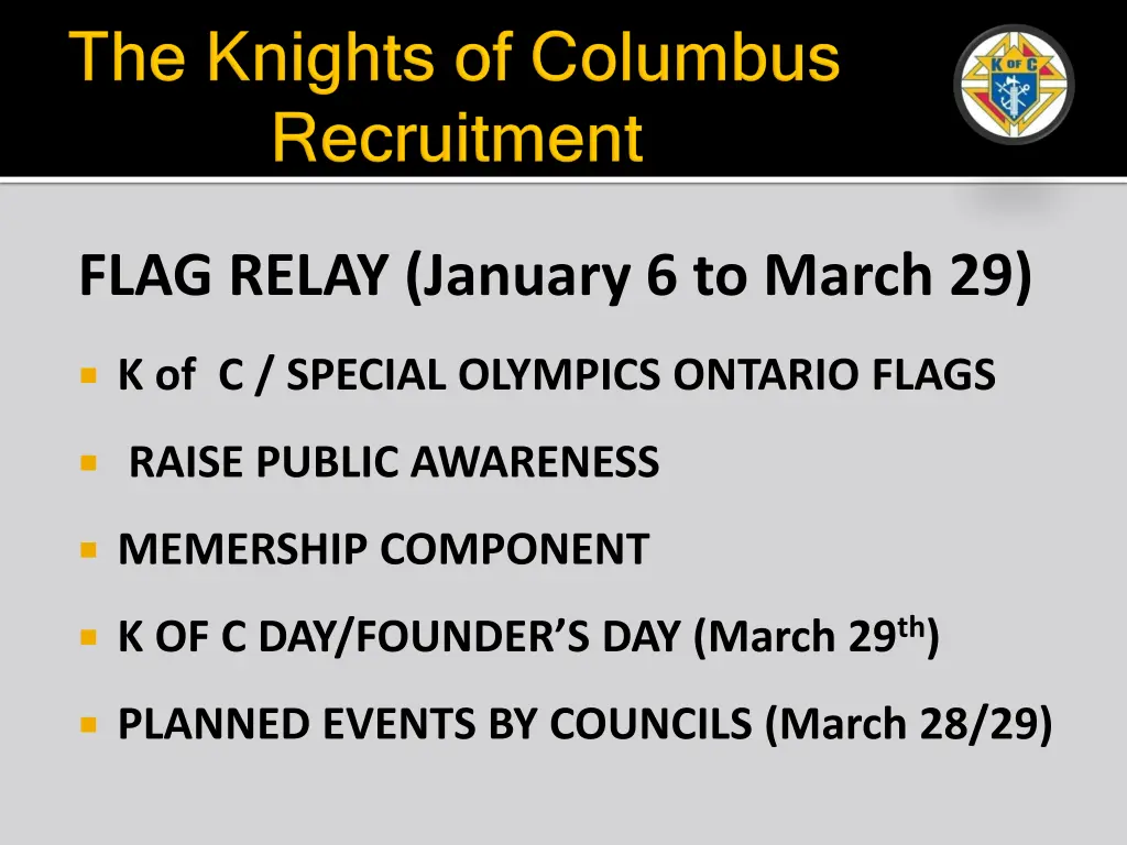 flag relay january 6 to march 29