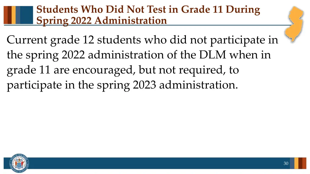 students who did not test in grade 11 during