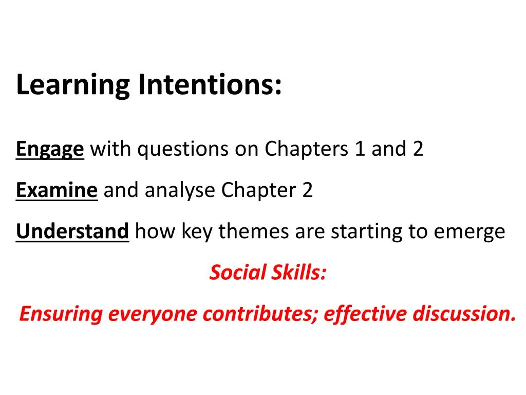 learning intentions 1