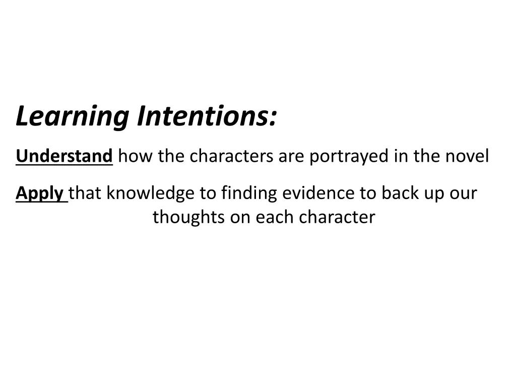 learning intentions 3