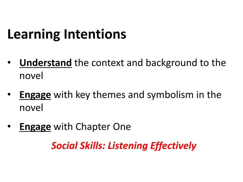 learning intentions