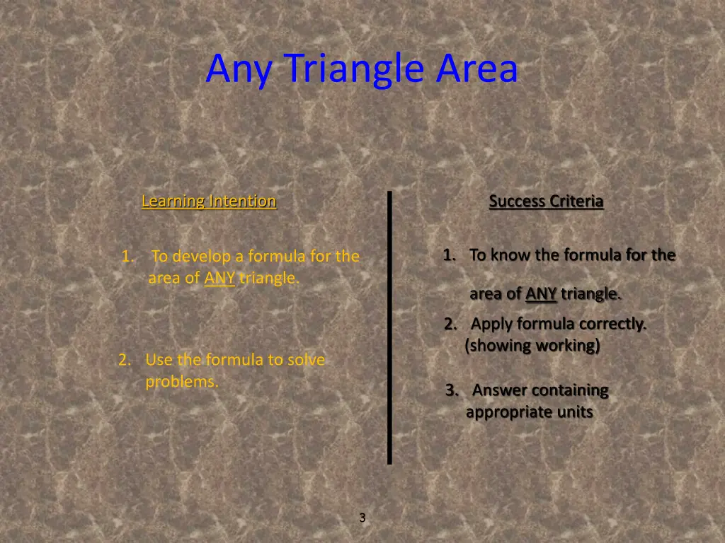 any triangle area