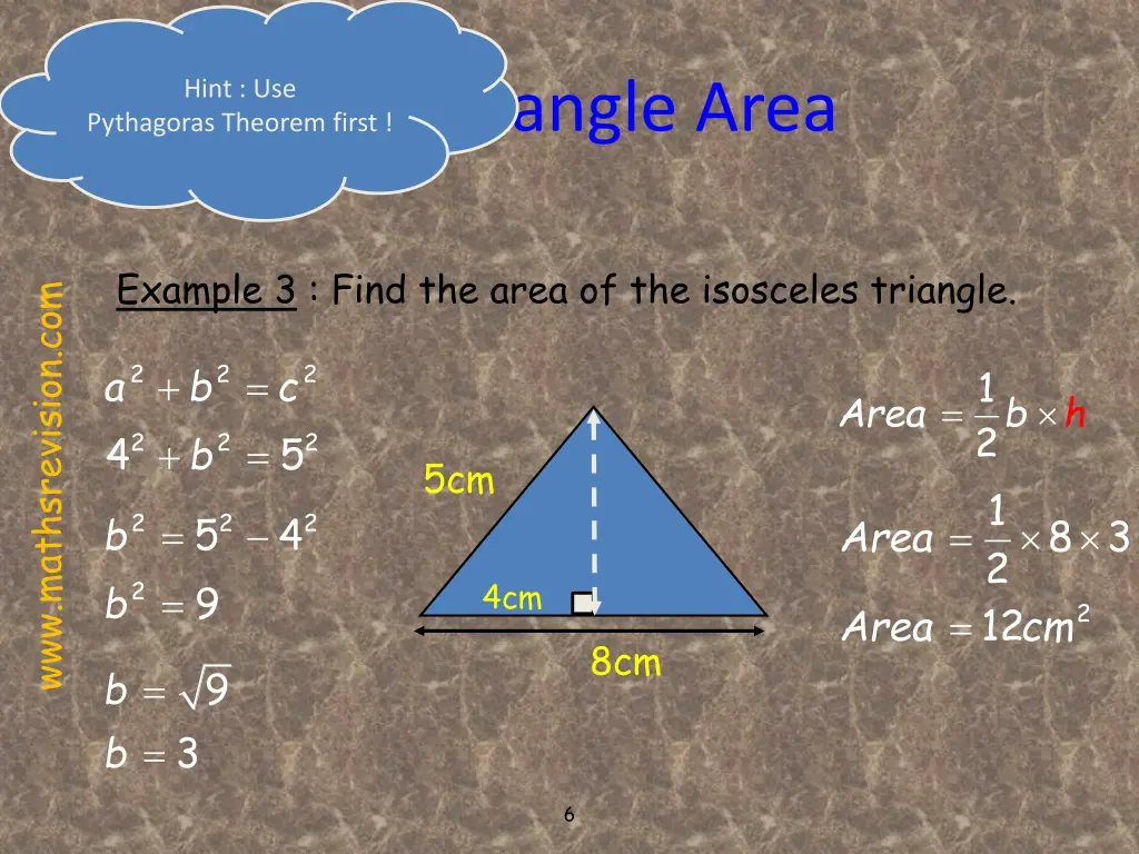 any triangle area pythagoras theorem first