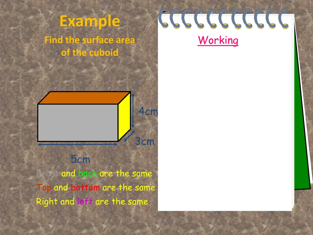 example find the surface area of the cuboid