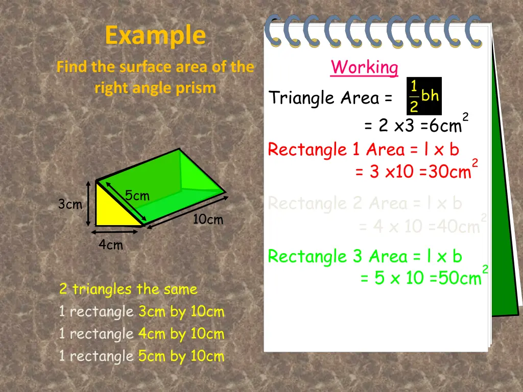 example find the surface area of the right angle