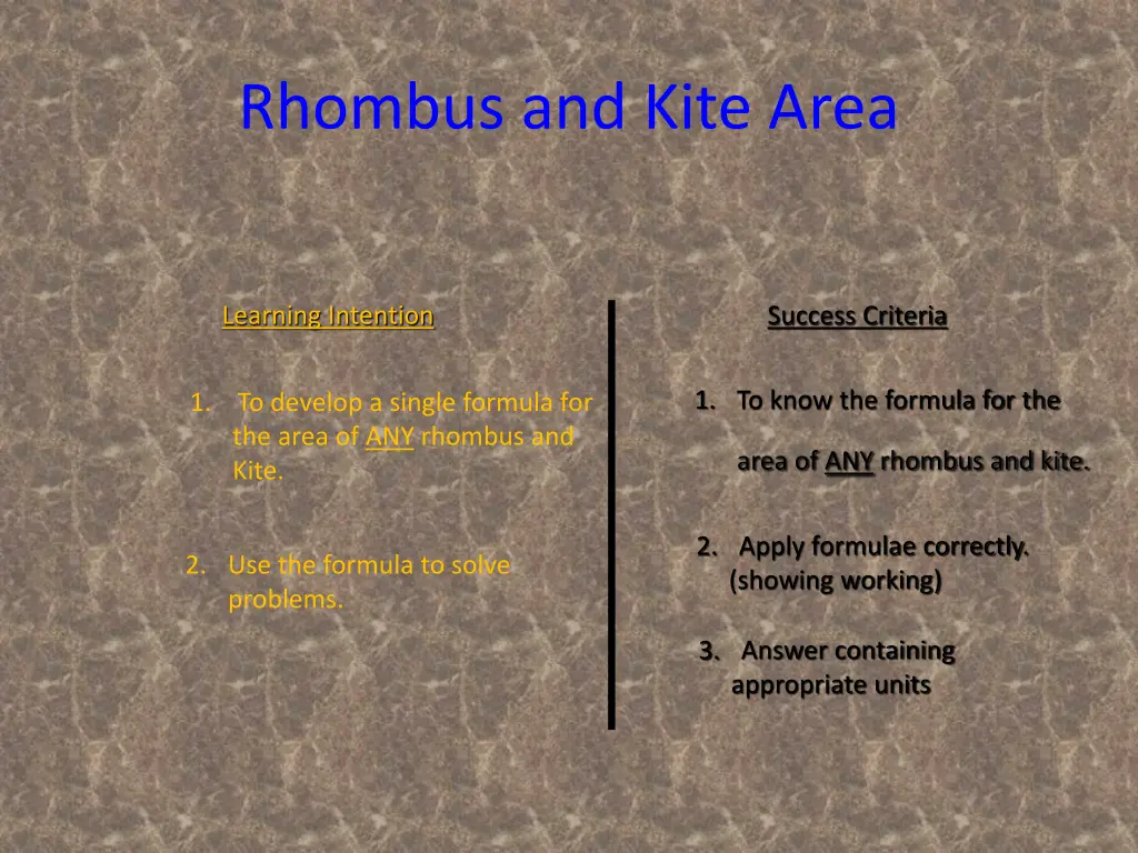 rhombus and kite area