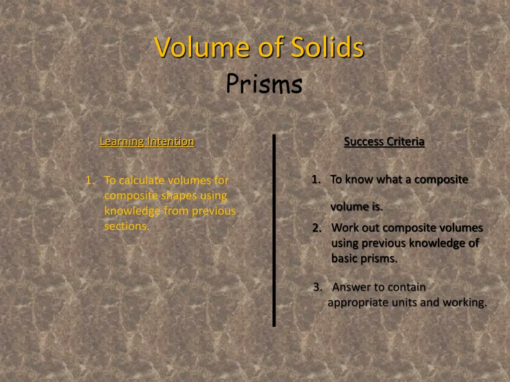 volume of solids prisms 1