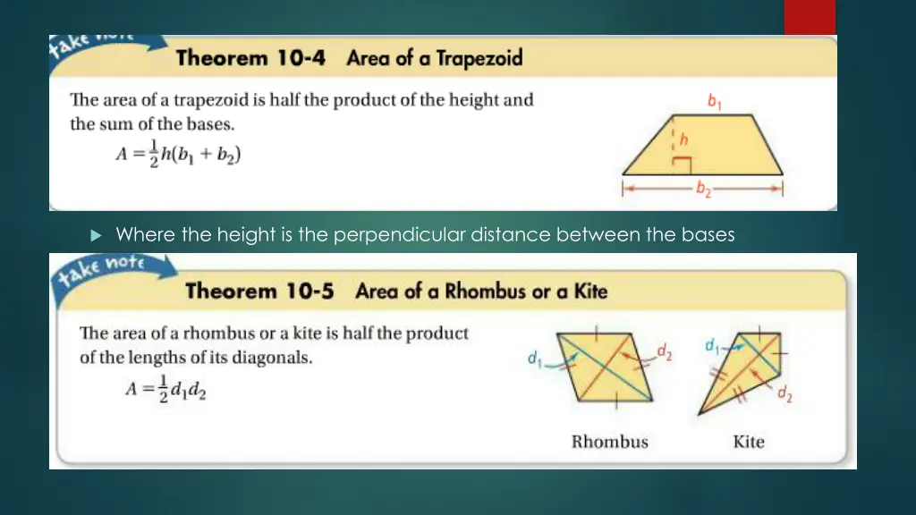 where the height is the perpendicular distance