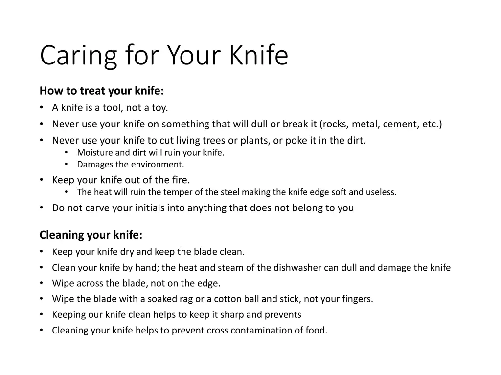 caring for your knife