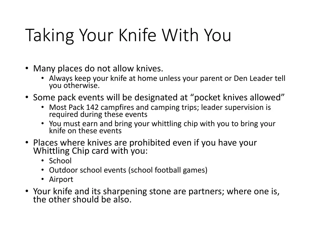 taking your knife with you