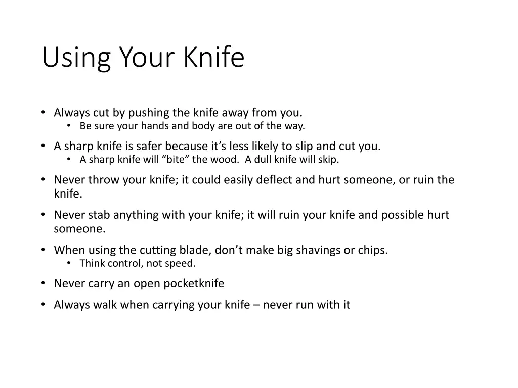 using your knife