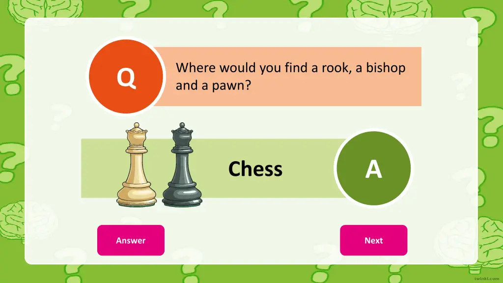 where would you find a rook a bishop and a pawn