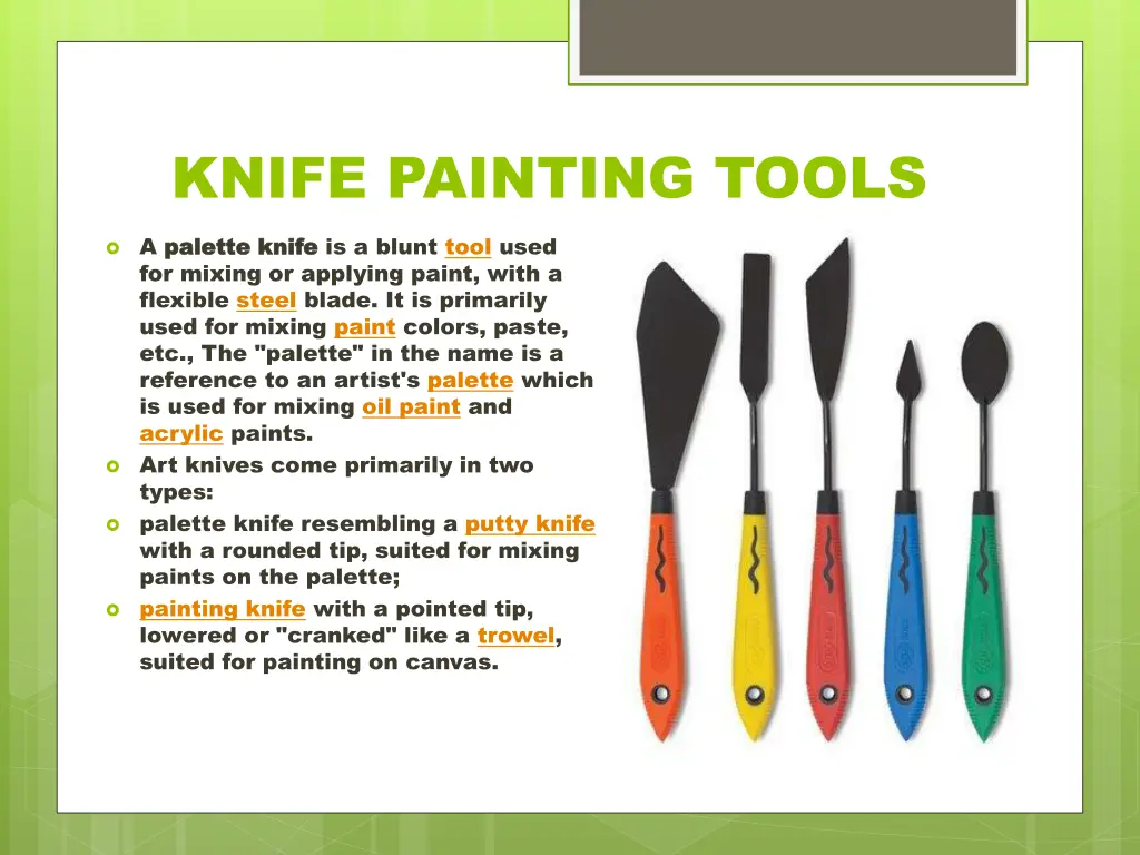 knife painting tools