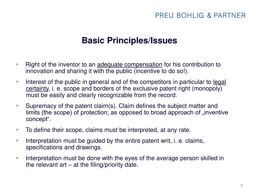 basic principles issues