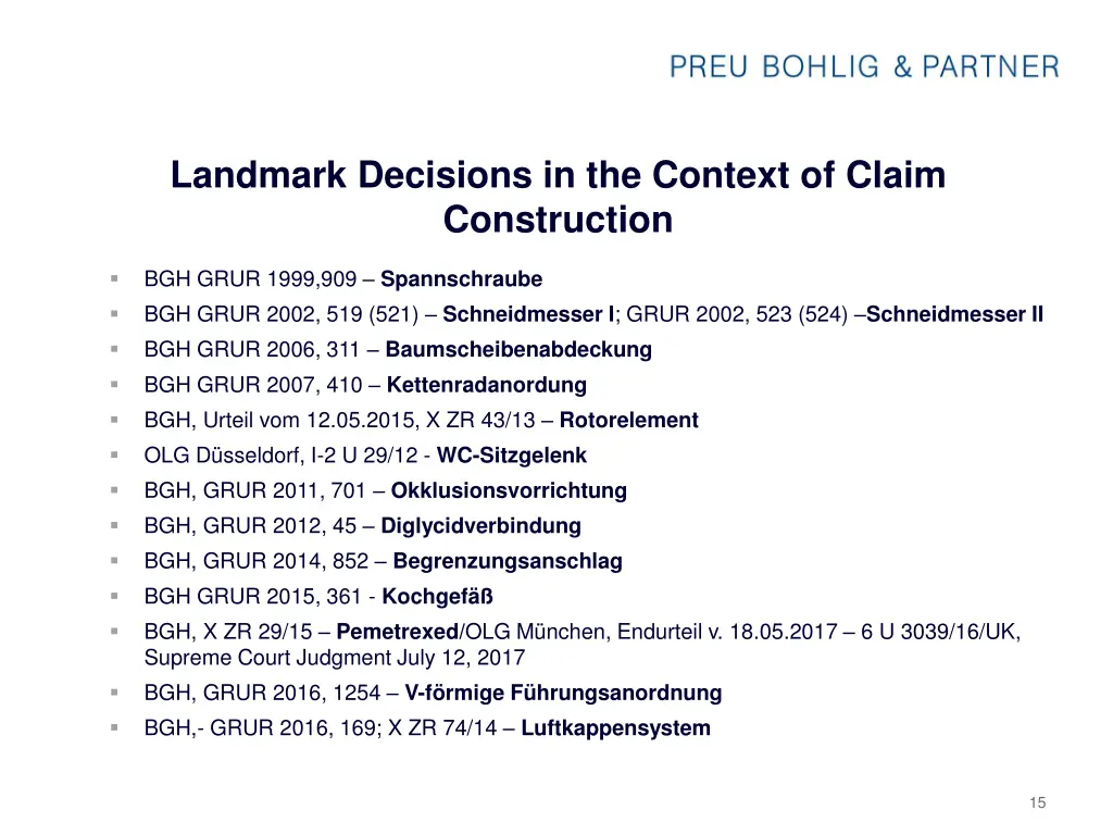 landmark decisions in the context of claim