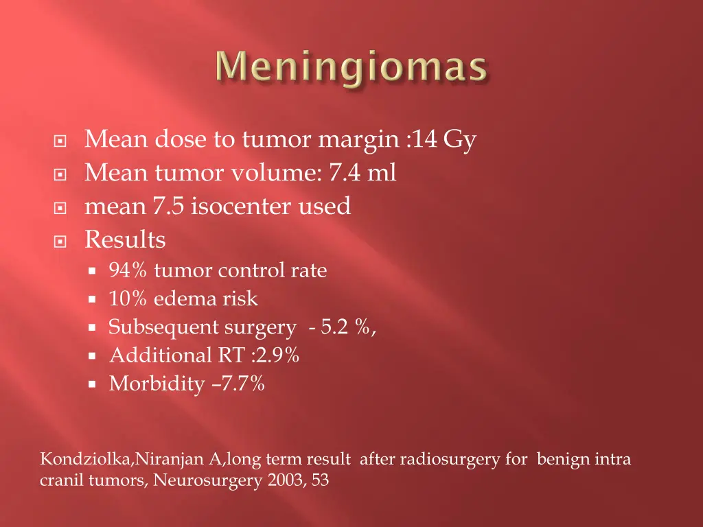 mean dose to tumor margin 14 gy mean tumor volume