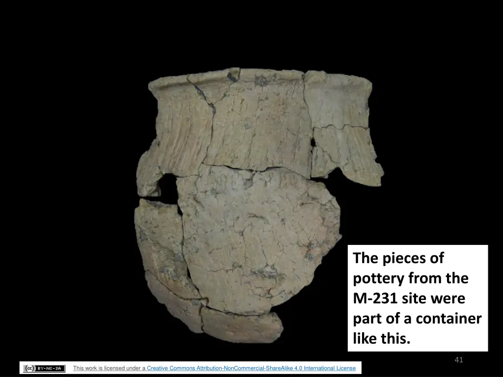 the pieces of pottery from the m 231 site were