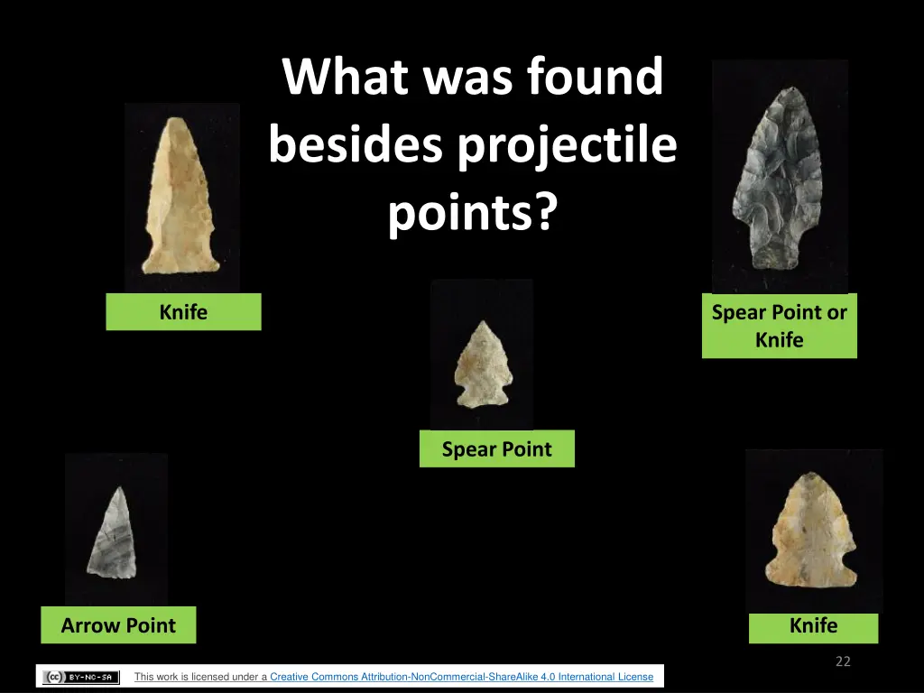 what was found besides projectile points