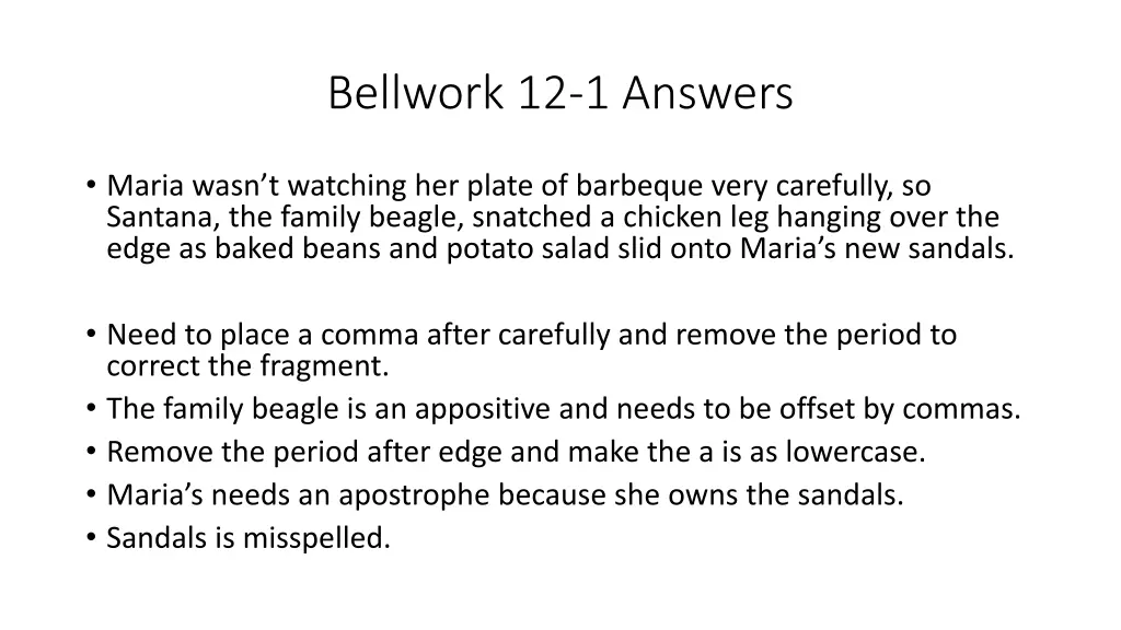 bellwork 12 1 answers