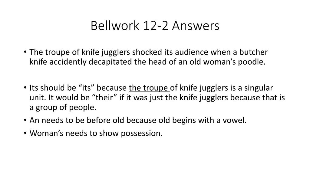 bellwork 12 2 answers