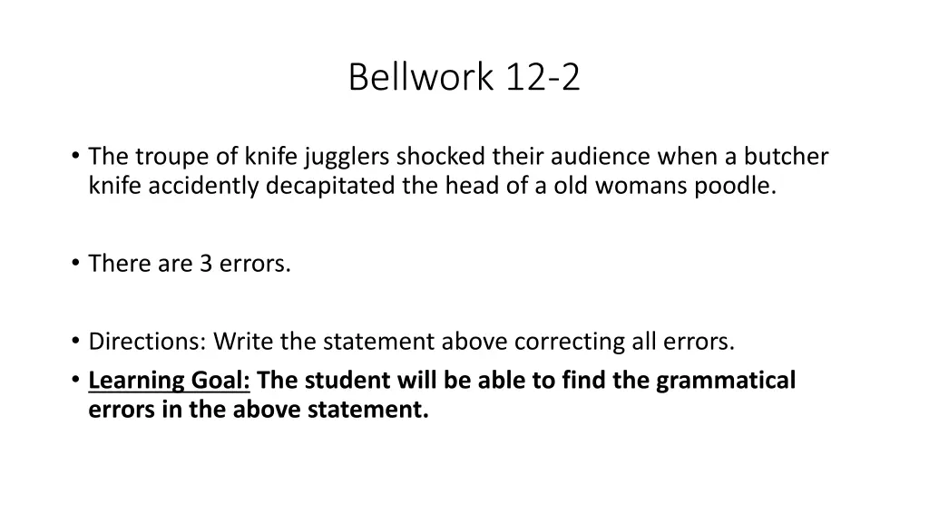 bellwork 12 2