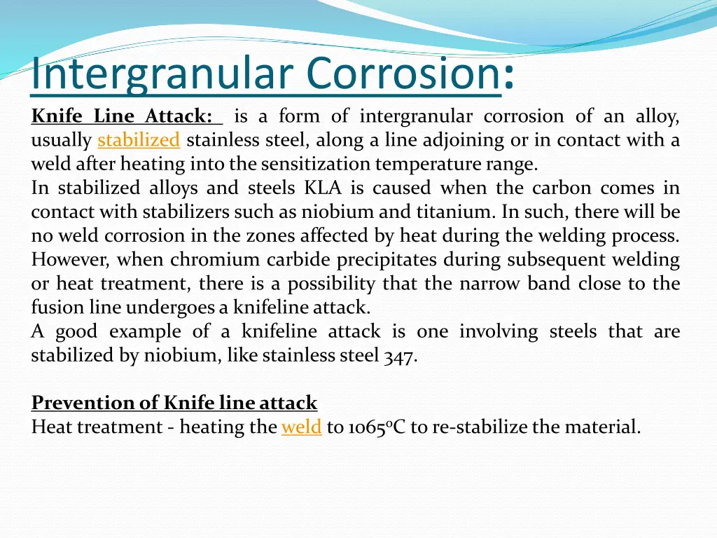 intergranular corrosion knife line attack