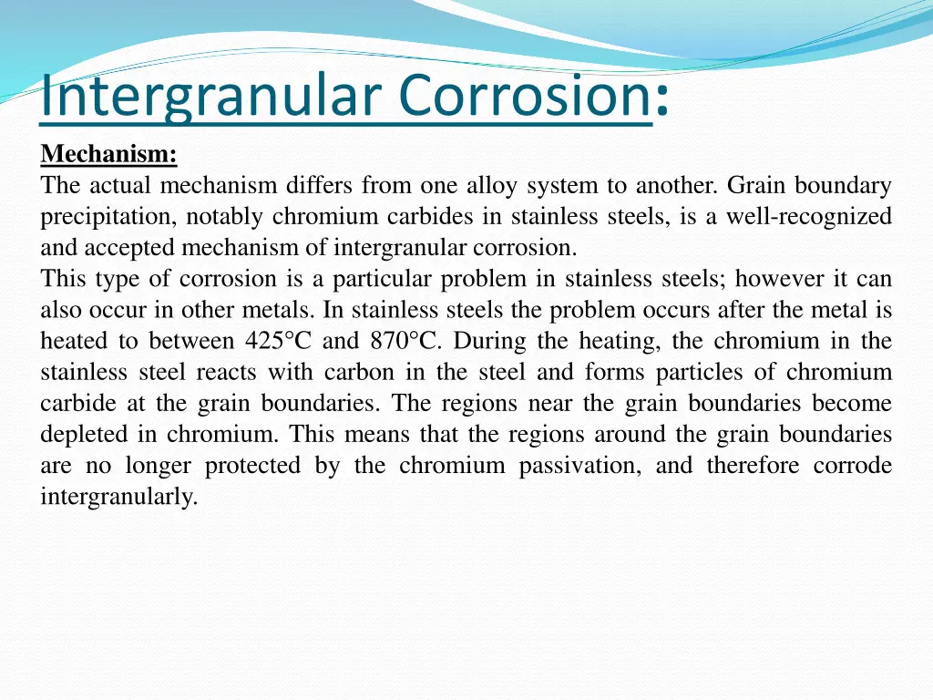 intergranular corrosion mechanism the actual