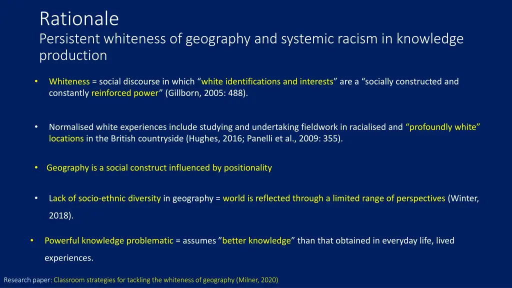 rationale persistent whiteness of geography