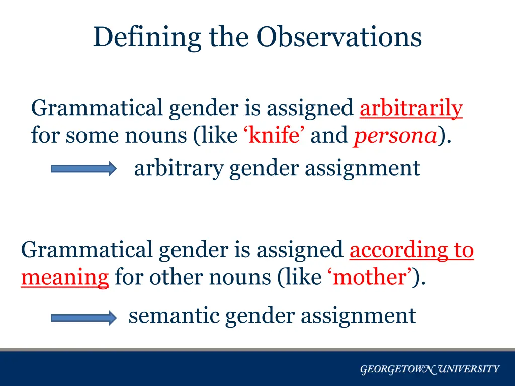 defining the observations