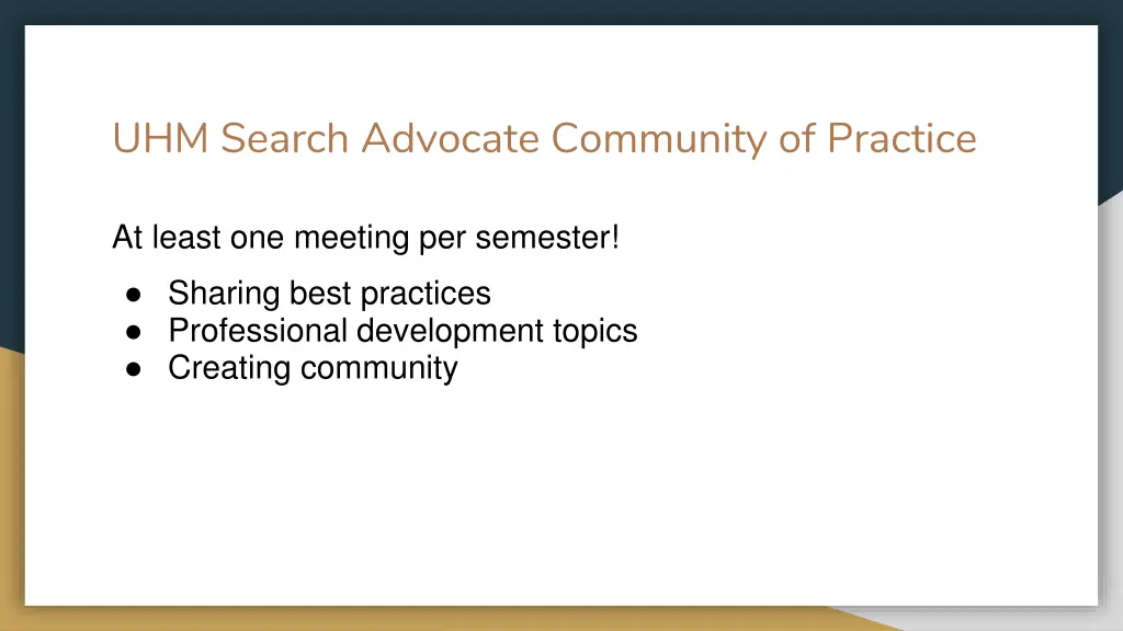 uhm search advocate community of practice