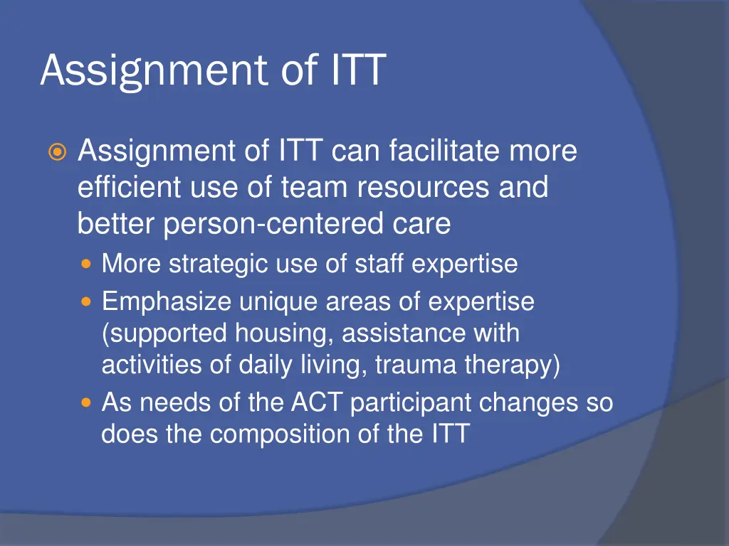 assignment of itt