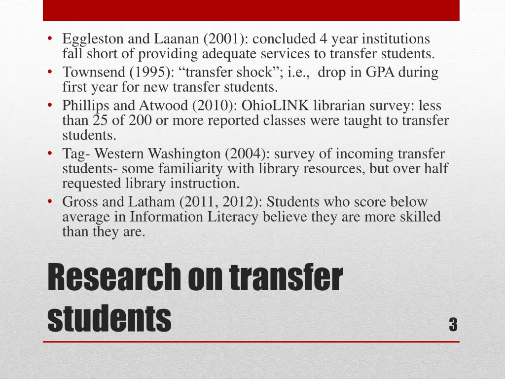 eggleston and laanan 2001 concluded 4 year