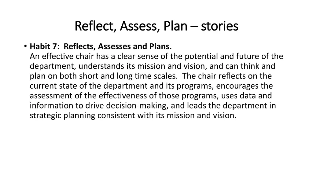 reflect assess plan reflect assess plan stories