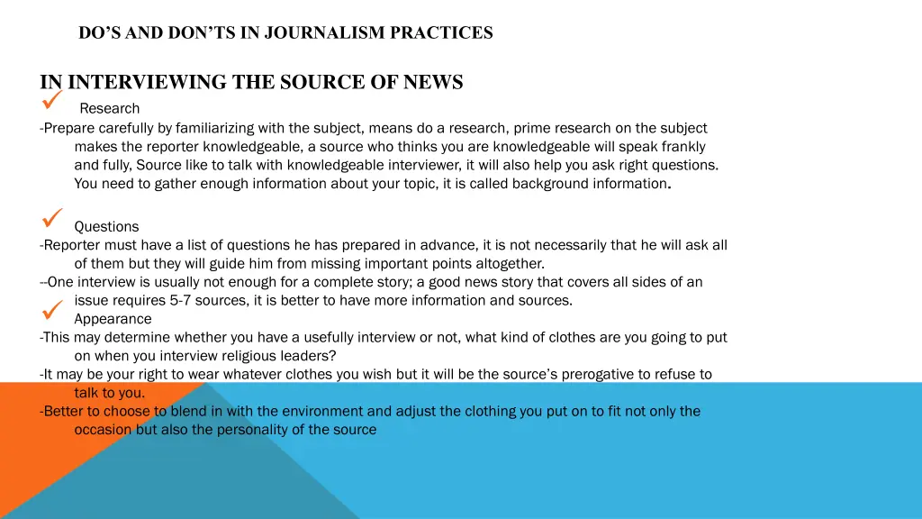 do s and don ts in journalism practices