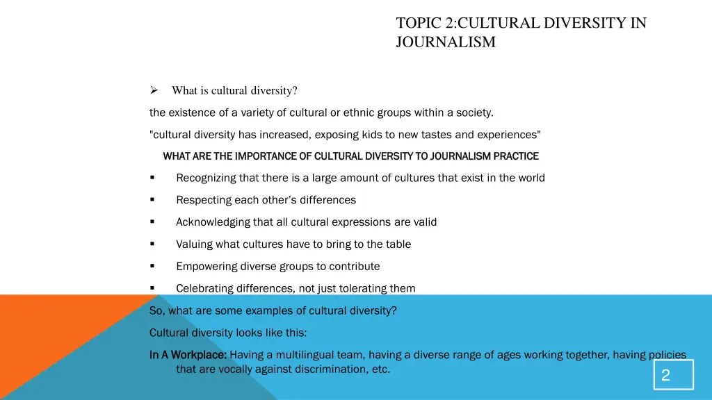 topic 2 cultural diversity in journalism