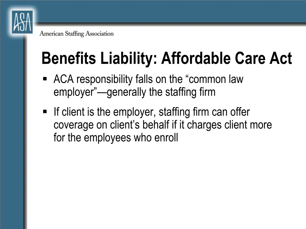 benefits liability affordable care