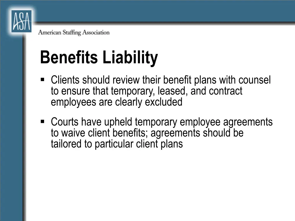 benefits liability