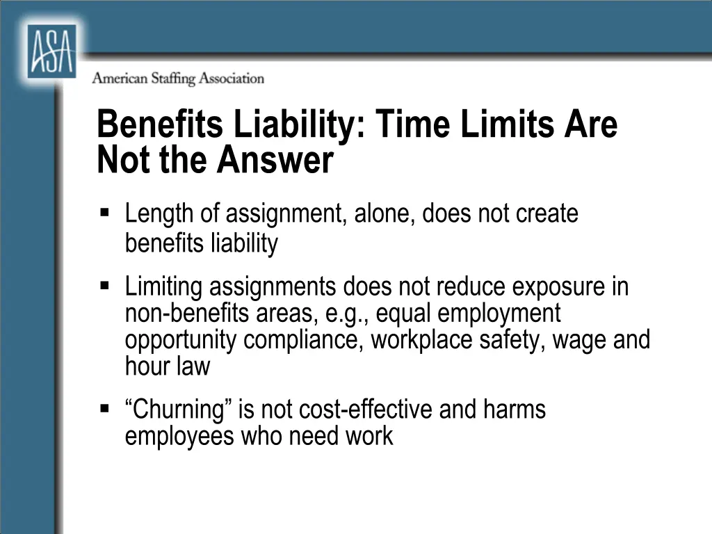 benefits liability time limits are not the answer