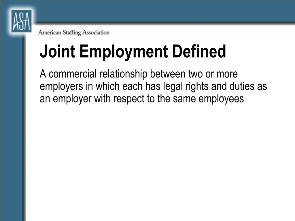 joint employment defined a commercial